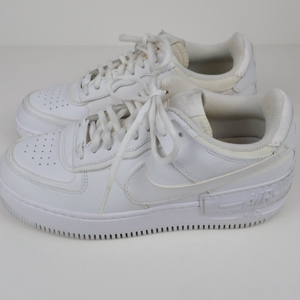 Nike Air Force 1 Women's 8.5 Platform Shadow Sneaker White/White C10919-100